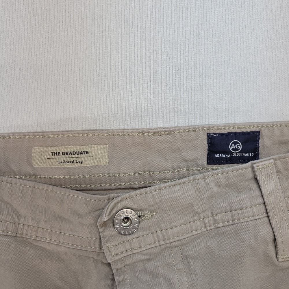 AG Adriano Goldschmied The Graduate Pants Mens 38x34 Tan Tailored Leg Khaki - Picture 7 of 12